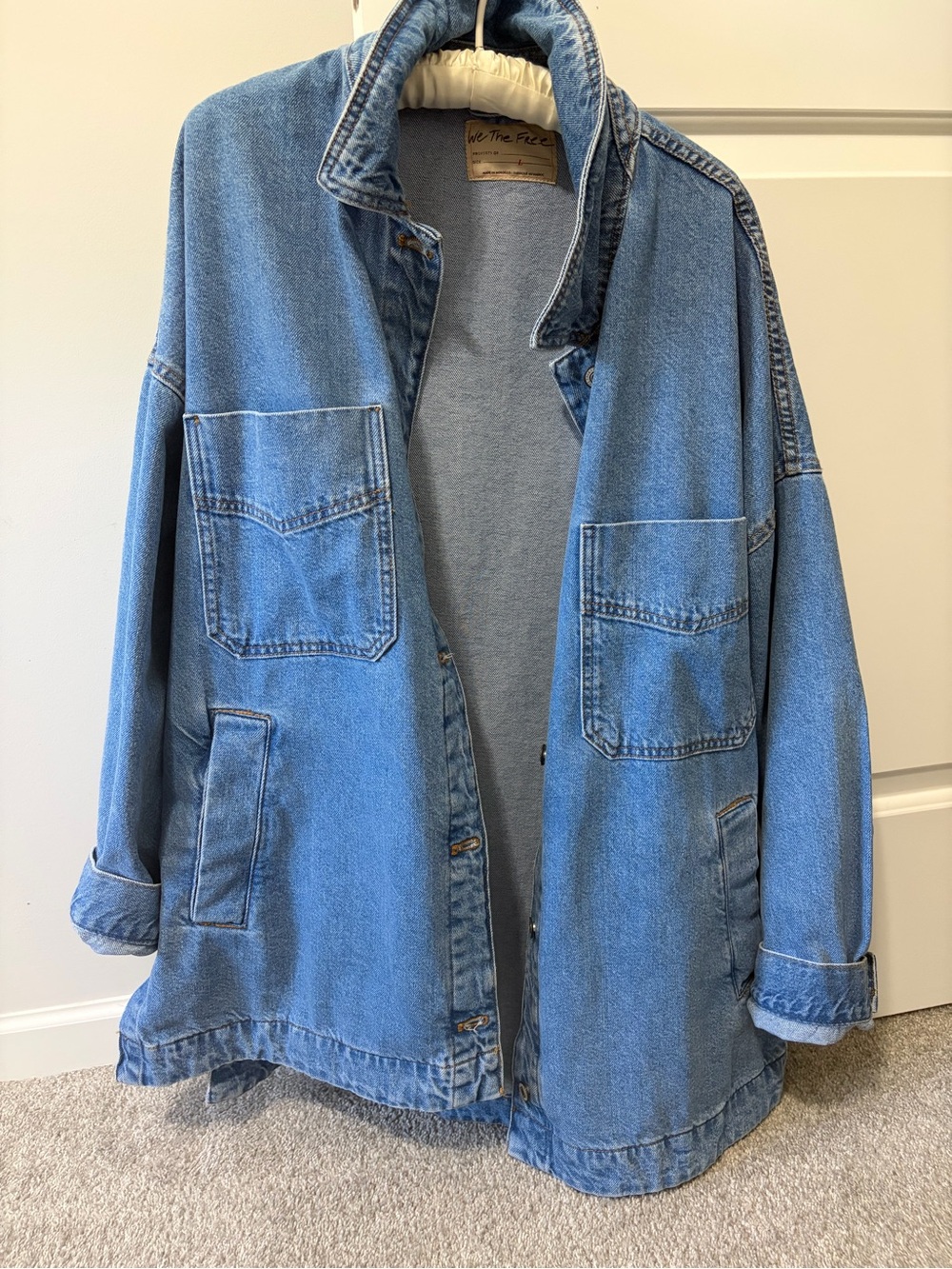 We The Free Oversized Light Blue Denim Jacket